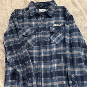 Hurley Navy and Gray Plaid Shirt